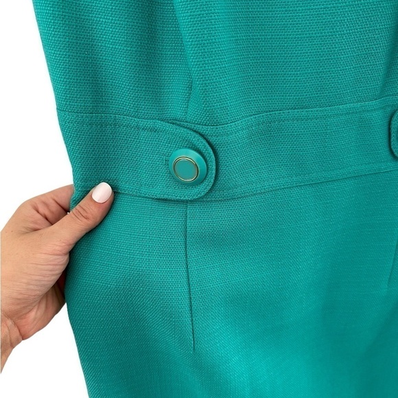 Tahari Sheath Dress Size 6 Turquoise Lined Interview Wedding Guest Business - Picture 2 of 7